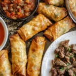 Are Egg Rolls Gluten Free: A Guide Delicious Recipe 4 Close-up of gluten free egg rolls on, ready to eat. Title: "Freshly Made Gluten-Free Egg Rolls" Caption: "Homemade gluten free egg rolls straight from the kitchen, perfectly crispy." Description: "A realistic, amateur-style close-up photo of freshly prepared gluten free egg rolls resting on a wooden cutting board. The photo, taken with an iPhone 15 Pro, captures the natural texture and color of the egg rolls, along with a subtly messy kitchen counter dusted with flour. This photo shows how delicious gluten-free egg rolls can be