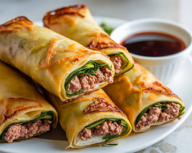 Keto-friendly egg roll in a bowl with ground pork and cabbage