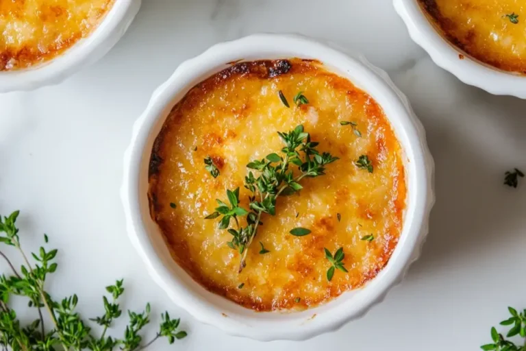 Savory Crab Brulee in ramekins