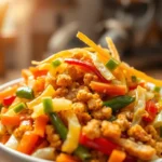 Weight Watchers egg roll in a bowl with ground turkey, cabbage, and carrots
