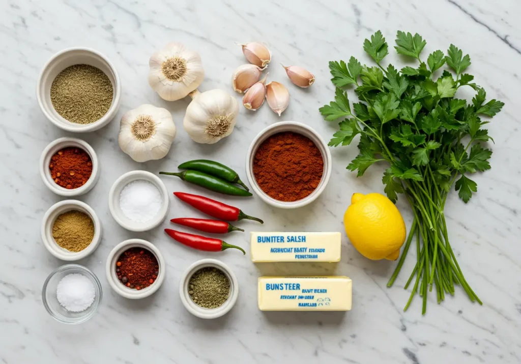 Ingredients for making spicy seafood boil sauce.