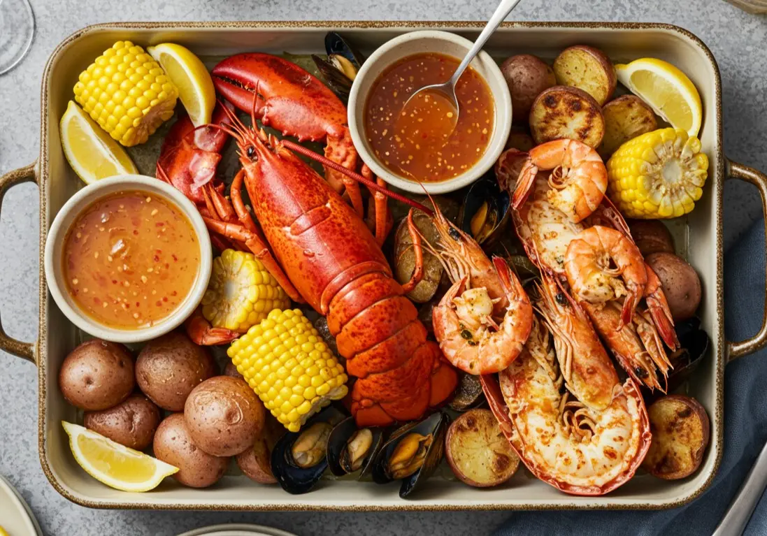 Spicy Seafood Boil Sauce simmering in a pot.