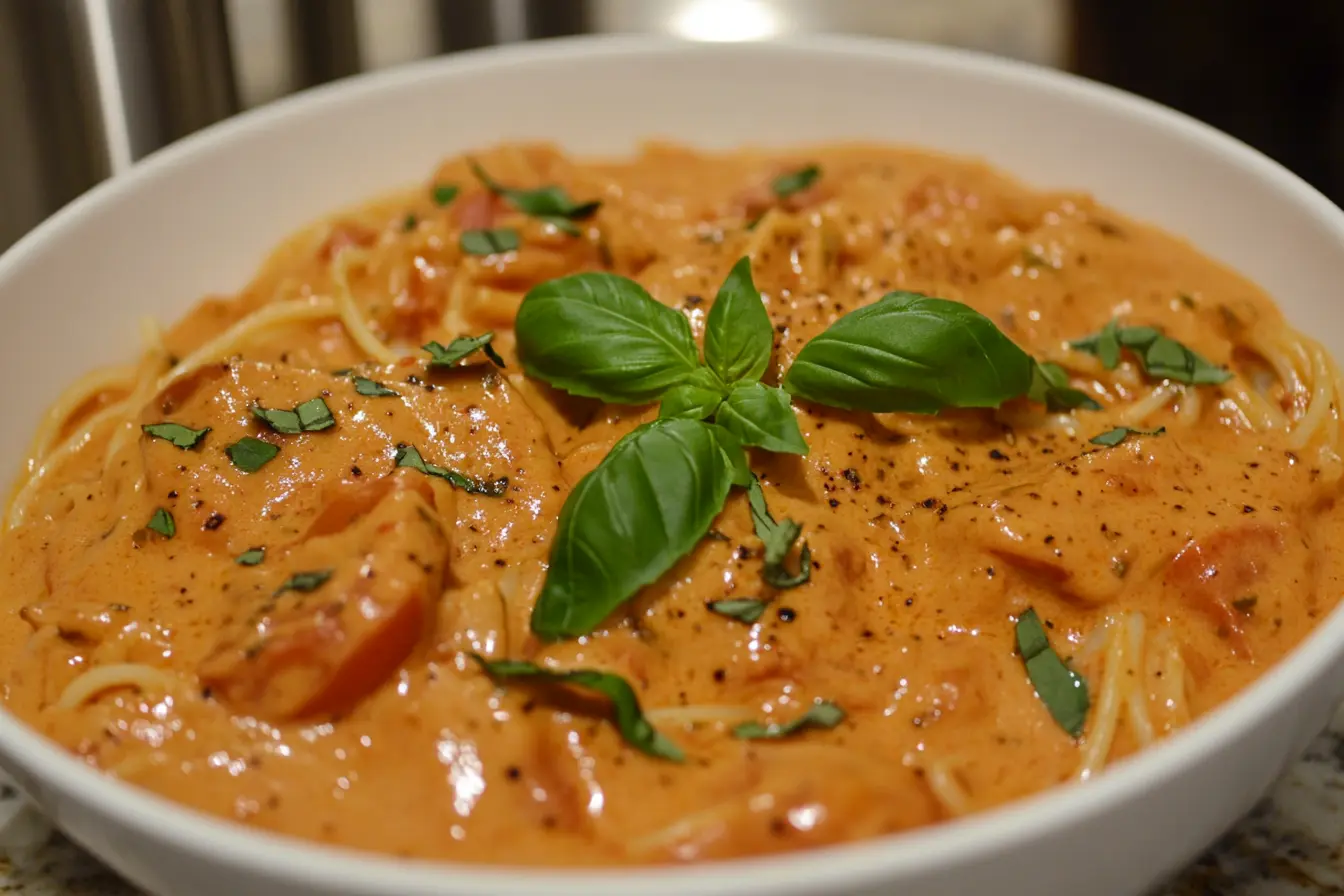 Creamy spaghetti sauce thickened with cream cheese.