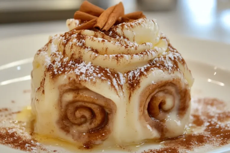 Delicious homemade cinnamon roll breakfast casserole ready to eat.