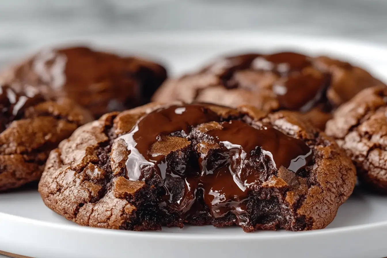 Freshly baked double chunk chocolate cookie with melted chocolate chunks