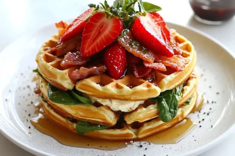 how many claroeis in 2 eggos waffles layered with strawberries and turkey bacon