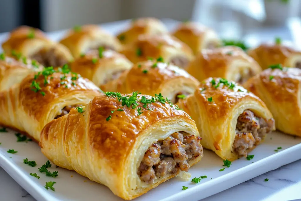 Delicious crescent rolls sausage and cream cheese fresh from the oven