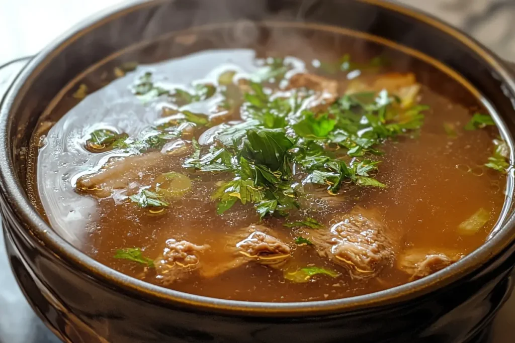 Rich beef bone broth simmered to perfection—perfect for a meat-only regimen.