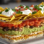 Serving what are the 7 layers of taco dip? at a party