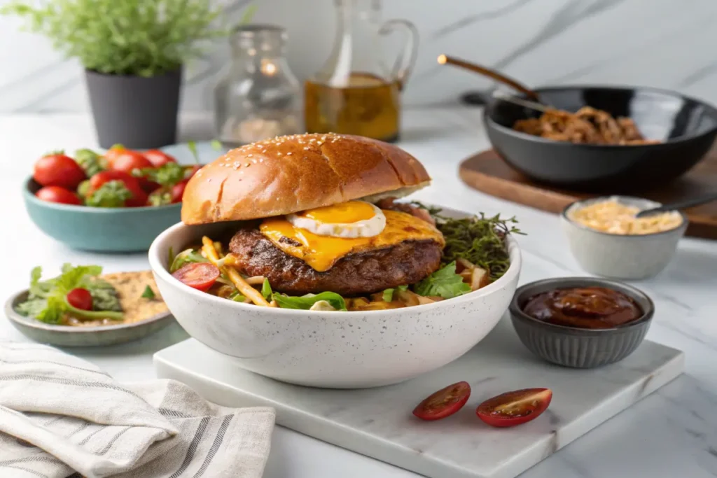 Savory Carnivore Burger Bowl Highlighting 80/20