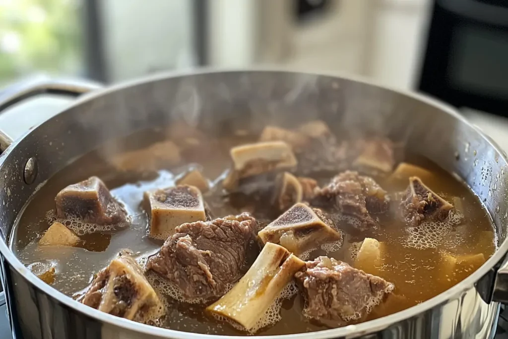 What soup can you eat on carnivore? Simmering bone broth in pot