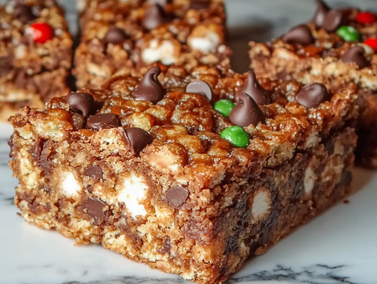 chocolate rice krispie treats on a plate