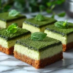 Freshly baked matcha cheesecake bites, a popular tea dessert.