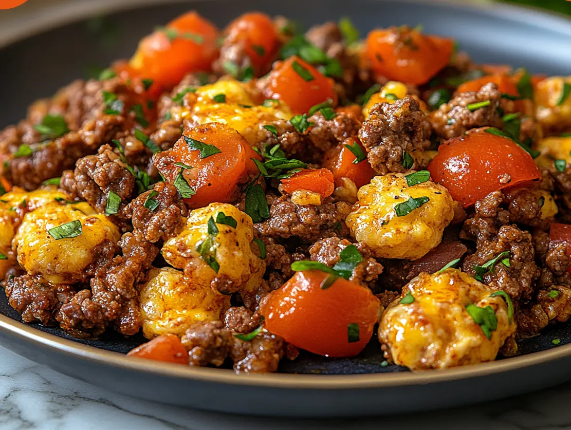 Carnivore Diet Breakfast: Cheesy Ground Beef Scramble