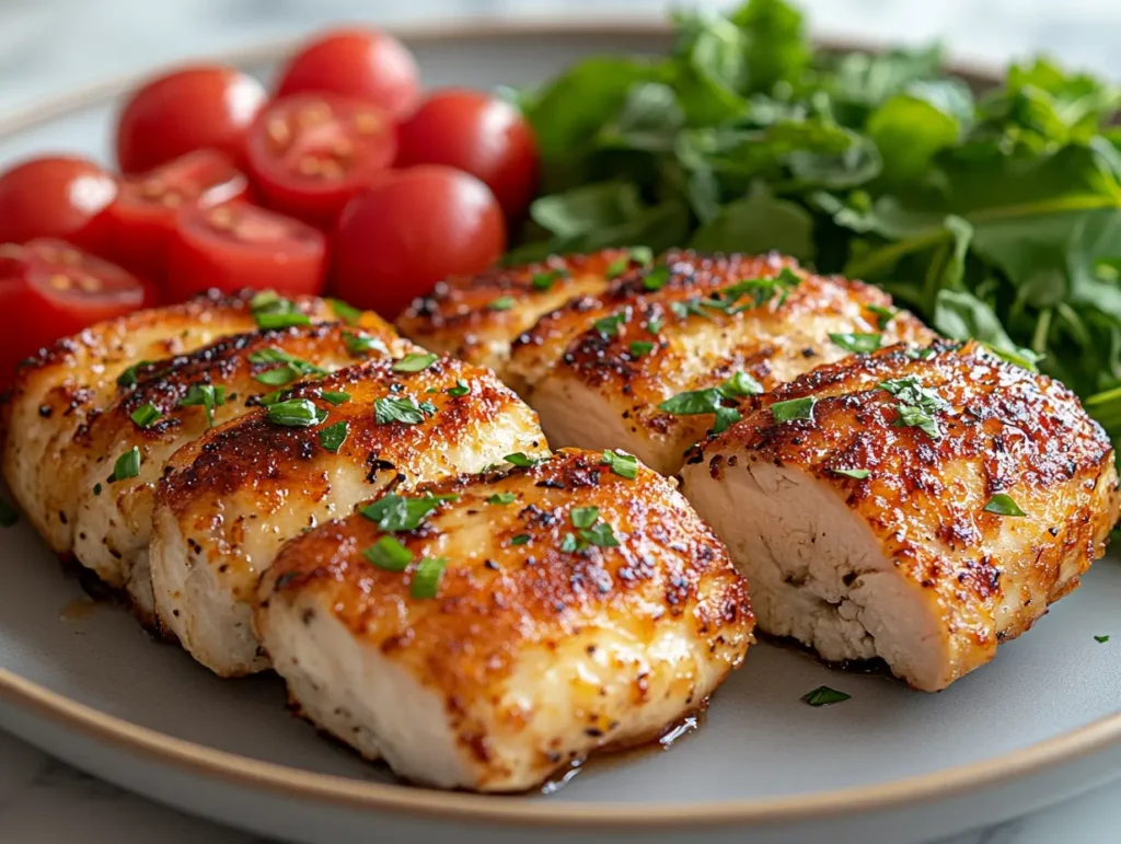 Crispy golden-brown air-fried cordon bleu served with cherry tomatoes and fresh greens salad.