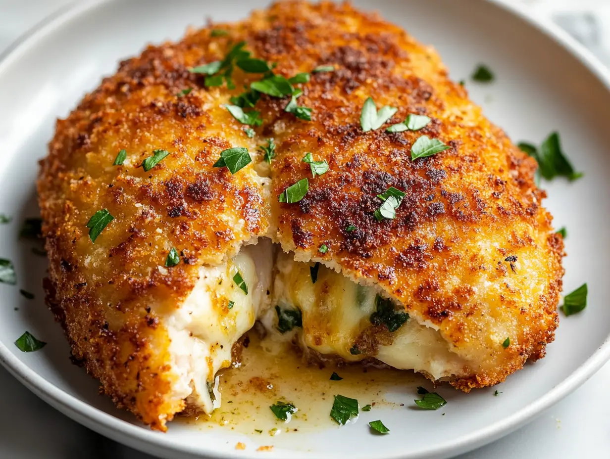 Crispy air-fried store-bought cordon bleu with golden crust, showcasing how long should you air fry store-bought cordon bleu.