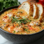 Bowl of Creamy Crab and Shrimp Seafood Bisque