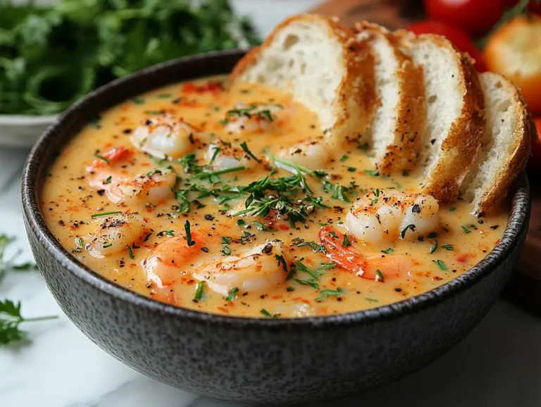 Bowl of Creamy Crab and Shrimp Seafood Bisque