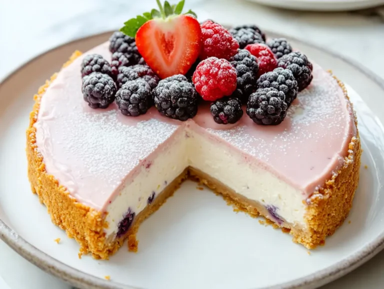 Delicious no-bake high protein cheesecake.