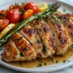 A slice of air fried stuffed chicken breast.