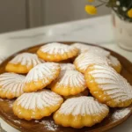 fresh madeleines with powdered sugar