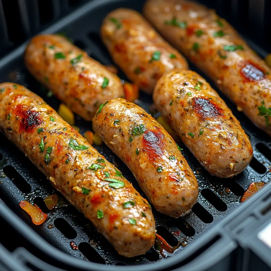 Chicken Sausage in Air Fryer: Quick & Crispy 6 chicken sausage in air fryer: Arranging chicken sausage in air fryer basket