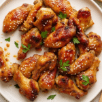 honey and garlic chicken wings recipe: A platter brimming with honey garlic chicken wings, perfectly prepared and ready to enjoy.
