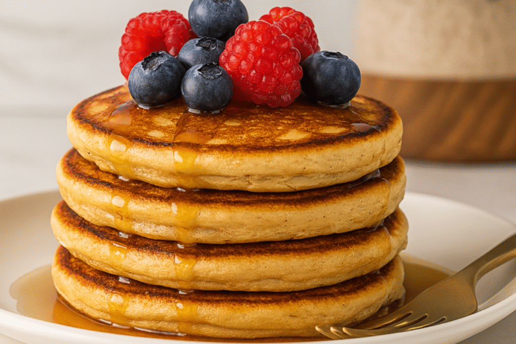 3 ingredient protein pancakes stack