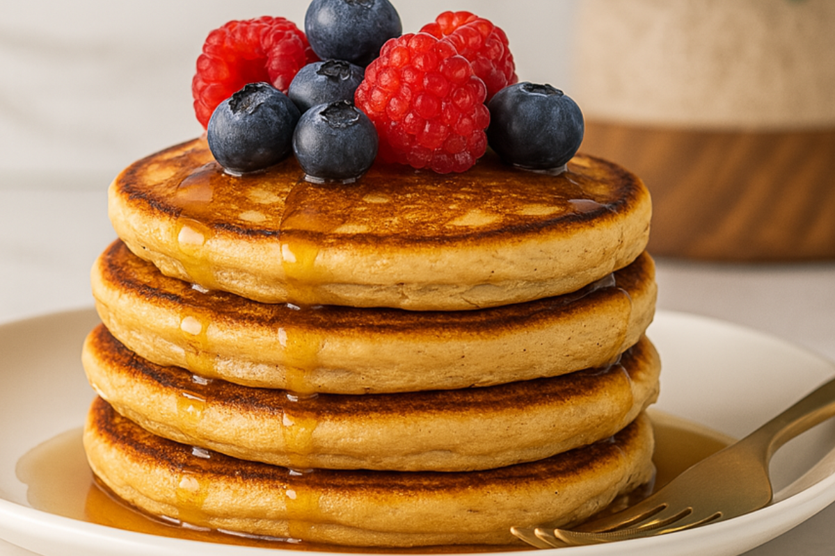 3 ingredient protein pancakes stack